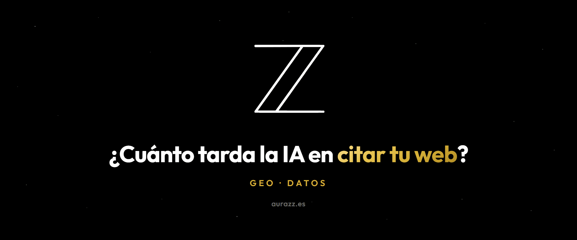 Cuánto tarda la IA en citar tu web, ilustración con un reloj y el isotipo de Aurazz sobre fondo negro